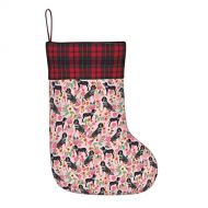 chegna Coonhound Floral Bluetick Coonhound Christmas Stockings- 15.7 Inch Christmas Stockings Fireplace Hanging Stockings for Family Christmas Decoration Holiday Season Party Decor