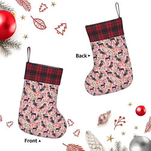  chegna Coonhound Floral Bluetick Coonhound Christmas Stockings- 15.7 Inch Christmas Stockings Fireplace Hanging Stockings for Family Christmas Decoration Holiday Season Party Decor