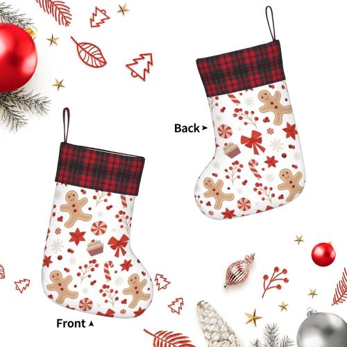  chegna Gingerbread Man Candy Gift Christmas Stockings- 15.7 Inch Christmas Stockings Fireplace Hanging Stockings for Family Christmas Decoration Holiday Season Party Decor