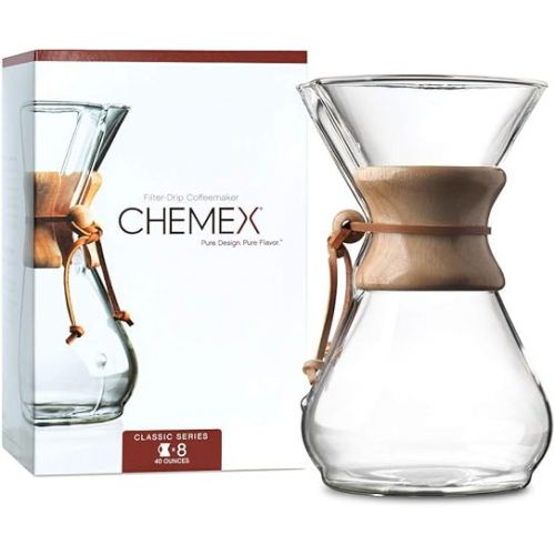  Chemex Pour-Over Glass Coffeemaker - Classic Series - 8-Cup - Exclusive Packaging