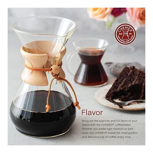  Chemex Pour-Over Glass Coffeemaker - Classic Series - 8-Cup - Exclusive Packaging