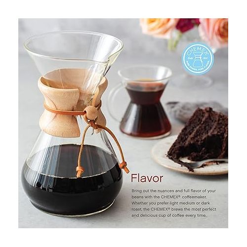  Chemex Pour-Over Glass Coffeemaker - Classic Series - 6-Cup - Exclusive Packaging