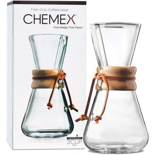 [아마존베스트]CHEMEX Pour-Over Glass Coffeemaker - Hand Blown Series - 3-Cup