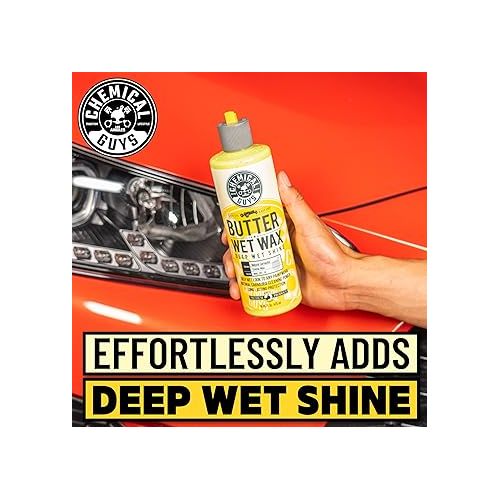  Chemical Guys WAC_201_16 Butter Wet Wax, Deep Wet Shine for Cars, Trucks, SUVs, RVs & More, 16 fl oz, Banana Scent