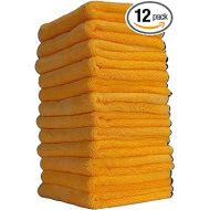 Chemical Guys MIC_506_12 Professional Grade Premium Microfiber Towels, Gold (16 Inch x 16 Inch) (Pack of 12) - Safe for Car Wash, Home Cleaning & Pet Drying Cloths