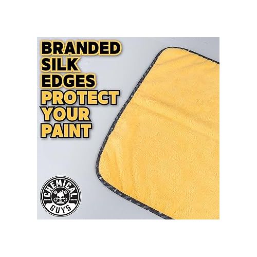  Chemical Guys MIC_506_12 Professional Grade Premium Microfiber Towels, Gold (16 Inch x 16 Inch) (Pack of 12) - Safe for Car Wash, Home Cleaning & Pet Drying Cloths