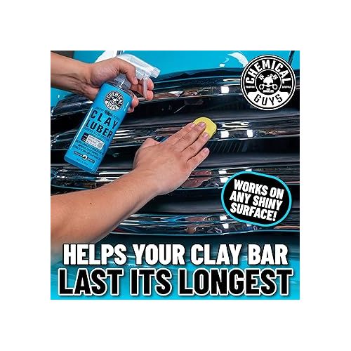  Chemical Guys CLY_113 OG Clay Bar & Lubber Synthetic Lubricant Kit - 16 fl oz, Light/Medium Duty, for Car Lovers, Detailers & Auto Enthusiasts - Essential Car Detailing Kit Accessory, 2 Items, Yellow