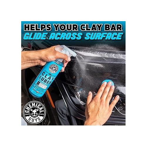  Chemical Guys CLY_113 OG Clay Bar & Lubber Synthetic Lubricant Kit - 16 fl oz, Light/Medium Duty, for Car Lovers, Detailers & Auto Enthusiasts - Essential Car Detailing Kit Accessory, 2 Items, Yellow