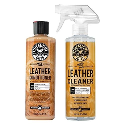  Chemical Guys Leather Cleaner and Conditioner Complete Leather Care Kit (16 oz) (2 Items)