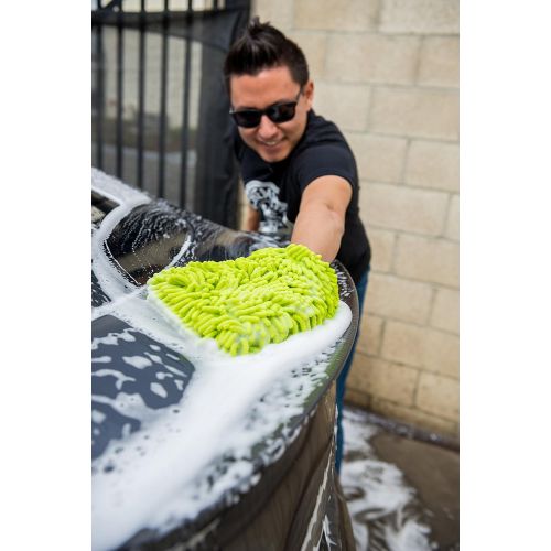  Chemical Guys MIC_493 Chenille Microfiber Premium Scratch-Free Wash Mitt, Lime Green