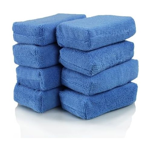  Chemical Guys MIC_292_08 Premium Grade Microfiber Applicators, Blue (Pack of 8)