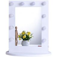 Chende Large Lighted Vanity Mirror in Bedroom Vanity Set, Hollywood Mirror with Bright Light Bulbs for Makeup, Wall Mounted or Standing, 25.6 x 19.7