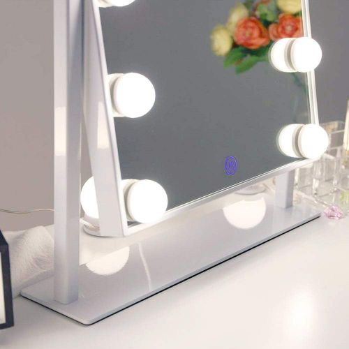  Chende Lighted Vanity Mirror with Dimmable LED Bulbs, Hollywood Style Makeup Mirror with Lights for Touch Control Design, 3 Different Lighting Settings (4030 White)