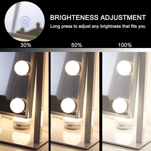  Chende Lighted Vanity Mirror with Dimmable LED Bulbs, Hollywood Style Makeup Mirror with Lights for Touch Control Design, 3 Different Lighting Settings (4030 White)