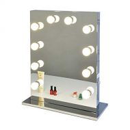 Chende Hollywood Style Vanity Mirror with Dimmable Light Bulbs, Luxury Feeling Lighted Makeup Mirror with Stainless Steel Frame, Table Top Mirror for Birthday Gift (6550)