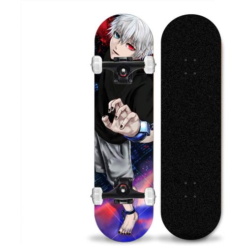  chengnuo Mini Longboard Skateboards Anime Tokyo Ghoul Standard 7 Layer Professional Deck Skate Board for Beginners Kids Outdoor Gift(Size:31inch)