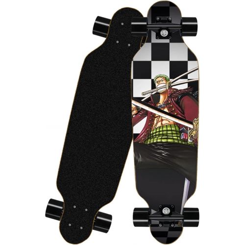  chengnuo Skateboards Complete Mini 8 Layer Cruiser Deck Longboard Anime Series Board Surface ONE Piece 31 Inch Skateboard(Roronoa Zoro)