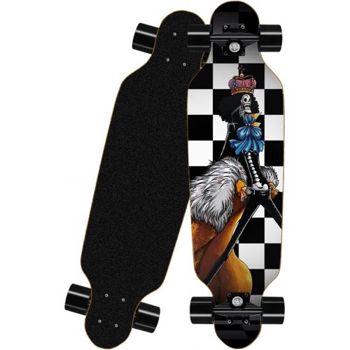  chengnuo Mini Longboard Standard Girl Skateboards 8 Layer Deck Anime ONE Piece Boys 31 Inch Skate Board Professional Complete Skate Board(Skull)