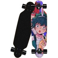 chengnuo Skateboards Complete Boys Four-Wheel Mini Longboard 8 Layer Cruiser Professional Deck Anime My Hero Academia Series Board Surface 31 Inch Skateboard Midoriya Izuku
