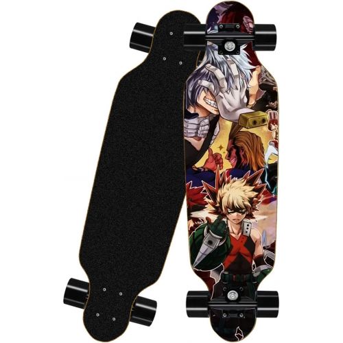  chengnuo Skateboards Complete Four-Wheel Longboard Mini 8 Layer Cruiser Professional Deck Anime Series Board Surface My Hero Academia 31 Inch Skateboard