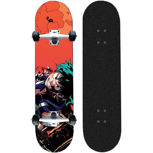  chengnuo Beginner Cruiser Skateboard 31inch Double Kick Board Anime Series Skateboards Outdoor Sports (Midoriya Izuku)