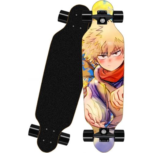  chengnuo Mini Longboard 31 Inch Skateboards 8 Layer Standard Professional Anime My Hero Academia Deck Skate Board for Beginners Kids Outdoor Gift - Bakugou Katsuki