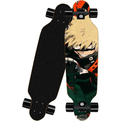  chengnuo Mini Longboard 31 Inch Skateboards 8 Layer Standard Professional Anime My Hero Academia Skate Board for Beginners Kids Outdoor Gift - Bakugou Katsuki