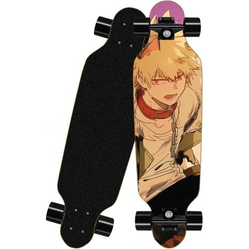  chengnuo Skateboards Complete Mini 8 Layer Cruiser Professional Deck Longboard Anime Series Board Surface My Hero Academia 31 Inch Four-Wheel Skateboard(Bakugou Katsuki)