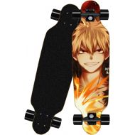 chengnuo Skateboards Complete Four-Wheel Mini Longboard 8 Layer Cruiser Deck Anime Series My Hero Academia Board Surface 31 Inch Skateboard（Bakugou Katsuki）