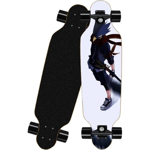  chengnuo Boys Skateboards Complete Mini 8 Layer Cruiser Professional Deck Longboard Anime Series Board Surface My Hero Academia 31 Inch Four-Wheel Skateboard(Tokoyami Fumikage)
