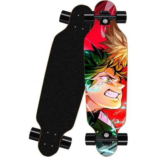  chengnuo 31 Inch Standard Skateboard Complete 8 Layer Mini Longboard Skateboards Anime My Hero Academia Deck for Beginners Kids Outdoor Gift - Midoriya Izuku