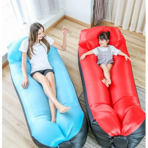  Chenjinxiang01 Air Sofa, Outdoor Lazy Inflatable Sofa, Portable Air Mattress, Single Camping Inflatable Cushion Bed, Amphibious, Load-bearing 200 Kg, Anti-rollover ( Color : Black , Size : 150 (1