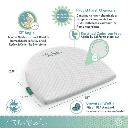  [아마존베스트]Cher Bebe Oval Bassinet Wedge Pillow for Acid Reflux | High Incline for Colic | Cotton & Waterproof Covers...