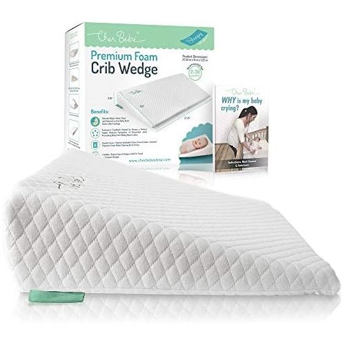  Cher Bebe Crib Wedge for Reflux & Colic | High Incline and Foldable | Cotton & Waterproof Covers | Baby Sleep Positioner for Over or Under The Mattress | Newborns Sleep Solution (S