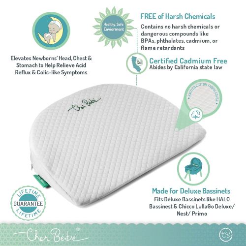  Cher Bebe Wedge Pillow for Halo and Chicco LullaGo Bassinets | High Incline for Reflux and Colic |...