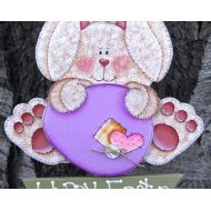 Cherables Easter Bunny and Egg Yard Stake - Wood Outdoor Decoration