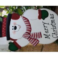 Cherables Christmas Snowman Outdoor Yard Stake - Wood Winter Sign Decoration - Door or Wall Hanging