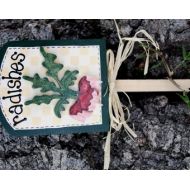 Cherables Garden Radishes Plant Sign - Wood Garden Sign