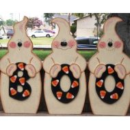 Cherables BOO Ghostly Trio Wood Yard Art - Halloween Ghost Outdoor Decoration - Ghosts with Candy Corn