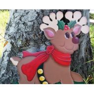 Cherables Rudolph Wood Christmas Yard Art - Outdoor Reindeer Christmas Decoration