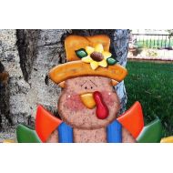 /Cherables Large Outdoor Wood Turkey Welcome Yard Stake - Thanksgiving Decoration