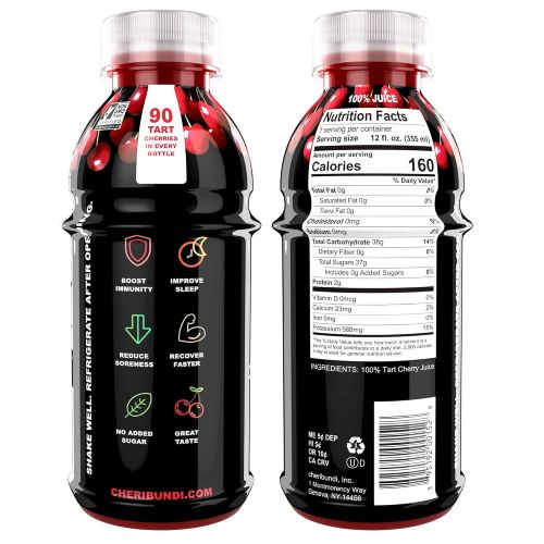  Cheribundi 100% Tart Cherry Juice  60 Tart Cherries and 100 Calories Per 12oz. Serving, One...