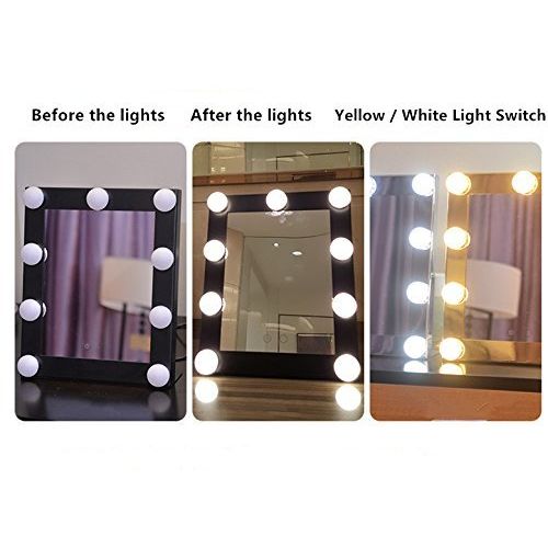  Cherish XT Lighted Vanity Mirror with 9 Dimmable Bulbs LED Makeup Mirror with Lights Desktop Bathroom Mirror Touch Screen (Pink)