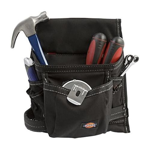  [아마존베스트]Dickies Work Gear Dickies 8-Pocket Canvas Tool and Utility Pouch for Work Belts, Fastener Pocket, Hammer Loops, 2-inch Belt Loop, Black