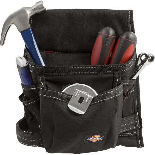  [아마존베스트]Dickies Work Gear Dickies 8-Pocket Canvas Tool and Utility Pouch for Work Belts, Fastener Pocket, Hammer Loops, 2-inch Belt Loop, Black