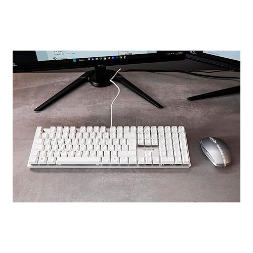  Cherry KC 200 MX Mechanical Office Keyboard with New MX2A switches. Modern Design with Metal Plate Frame (White W/MX2A Brown Switch)