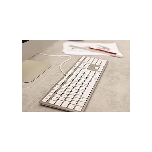  CHERRY KC 6000 Slim Keyboard Made with Mac Layout. with 12 Apple Specific Functions. Scissor Tech Typing for Near Silent. Alternative to Magic Keyboards. USB-A Wired. US Layout White and Silver.