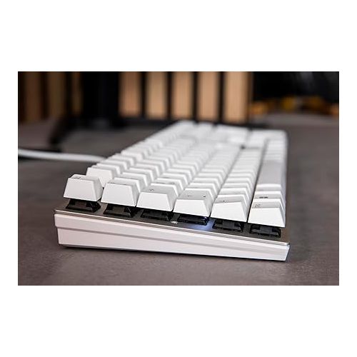  Cherry KC 200 MX Mechanical Office Keyboard with New MX2A switches. Modern Design with Metal Plate Frame. (White W/MX2A Silent Red Switch)