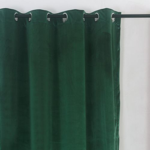  Cherry Home Super Soft Signature Velvet Curtains Dark-green Classic Blackout Panels Home Theater Grommet Drapes Eyelet 52Wx84L-inch Dark Green(1 panel)