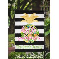 CherryTreeLaneDesign Personalized Garden Flag - Whimsical Pineapple - Hello Summer - Landscaping Decor - Personalized Gift